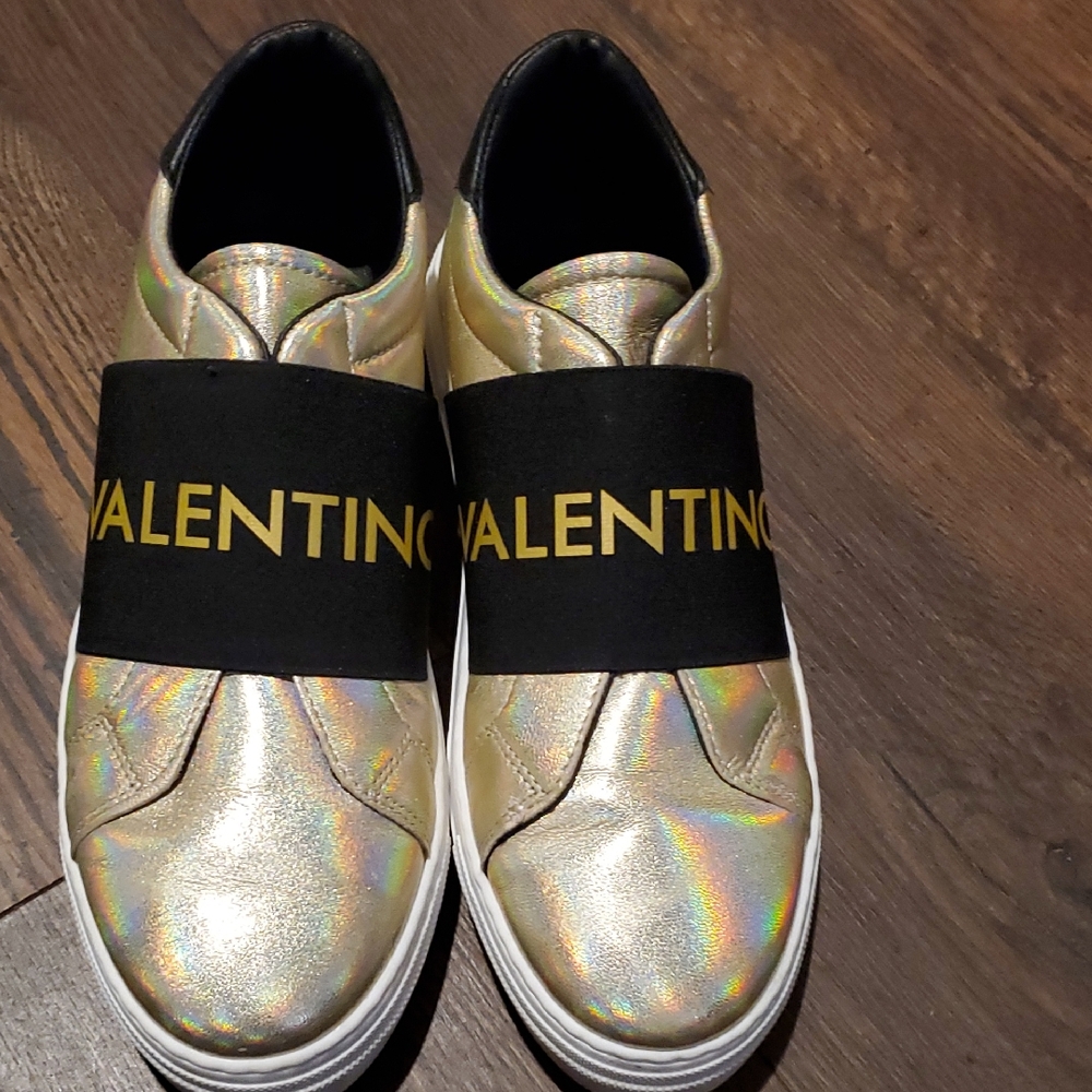 Valentino Iridescent Gold Slip-On Snekers Shoes Womens 9